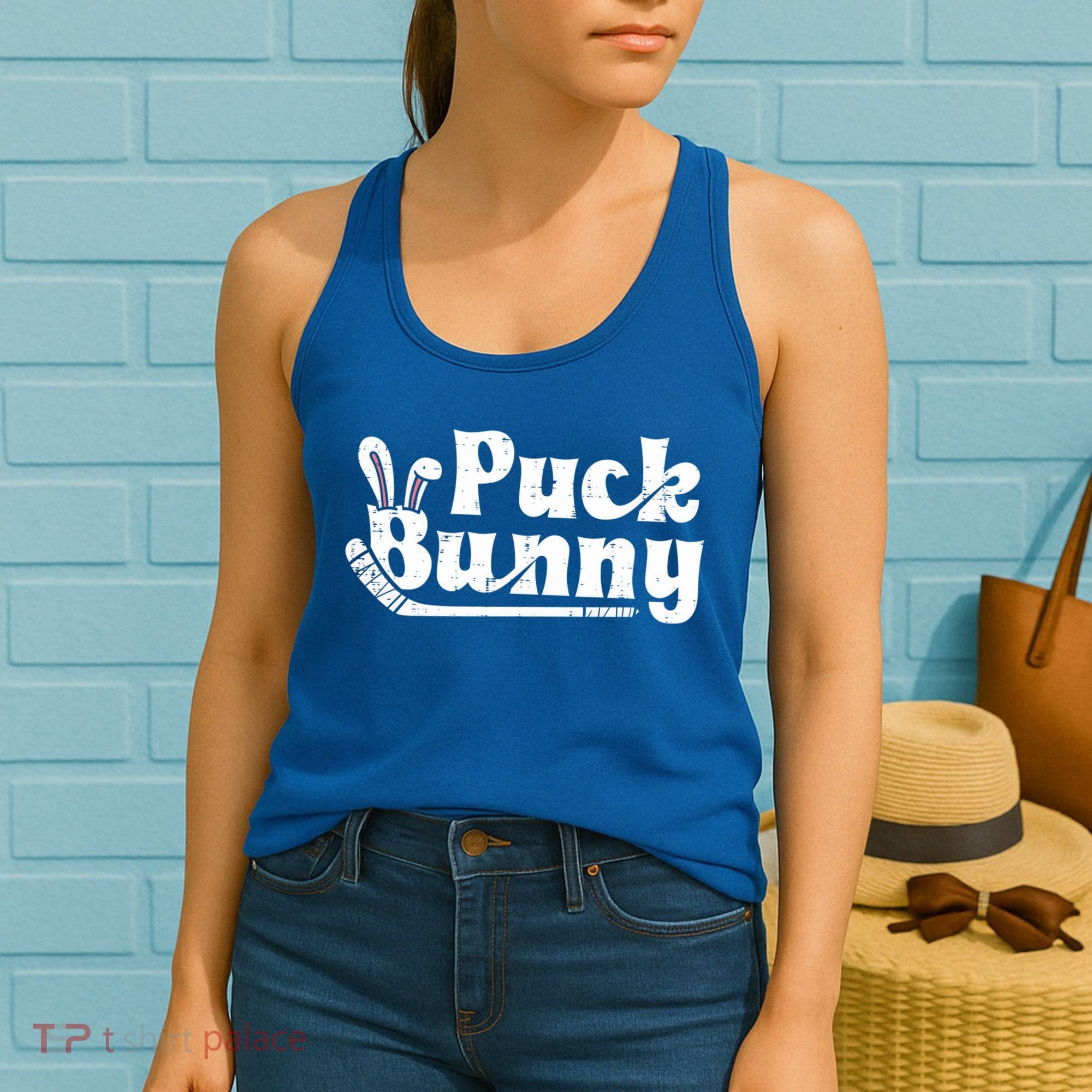 Puck Bunny Ice Hockey Stick Cute Player Meaningful Gift Women's Tank Top