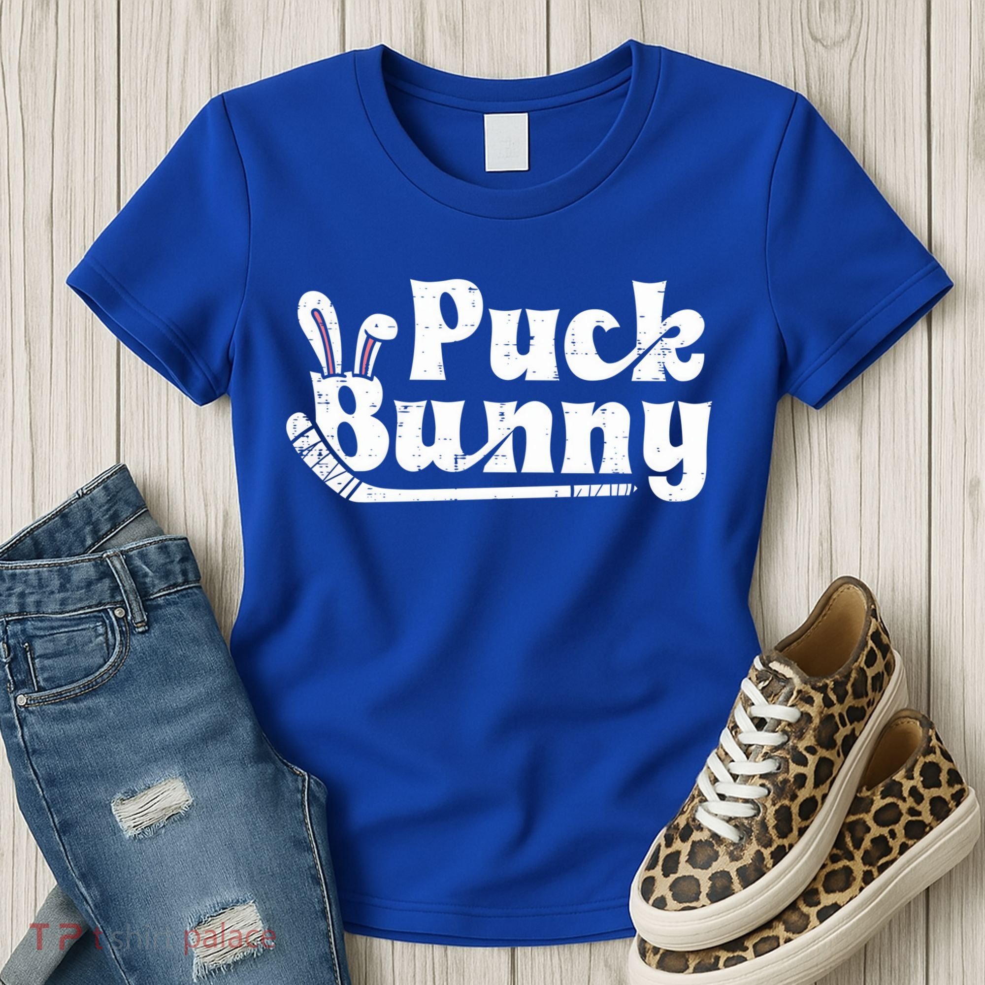 Puck Bunny Ice Hockey Stick Cute Player Meaningful Gift Women's T-Shirt