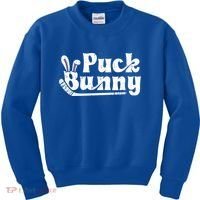 Puck Bunny Ice Hockey Stick Cute Player Meaningful Gift Kids Sweatshirt thumb 0