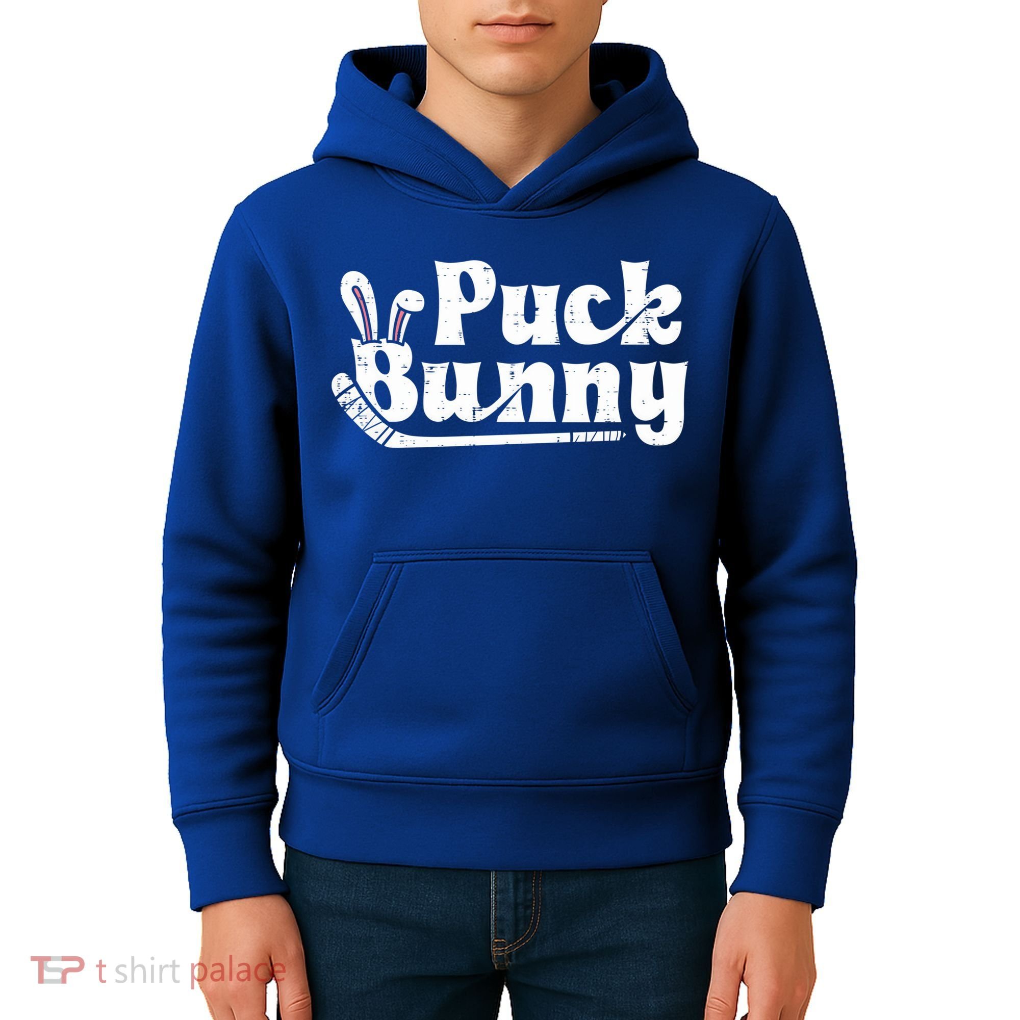 Puck Bunny Ice Hockey Stick Cute Player Meaningful Gift Kids Hoodie