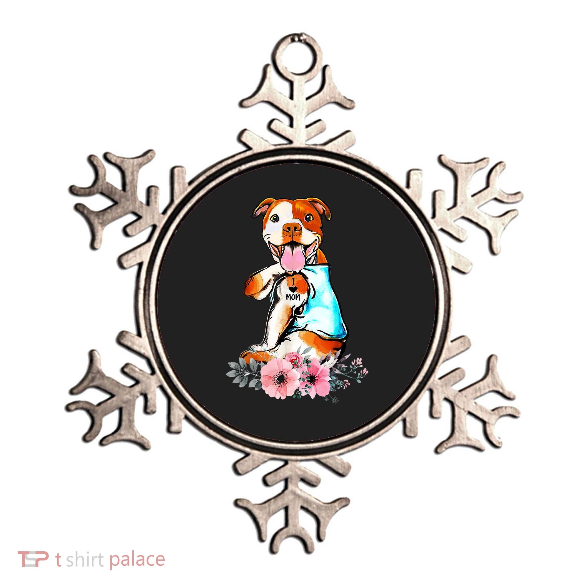 Pit Bull I Love Mom Tattoo Mother's Day Gift Ornament