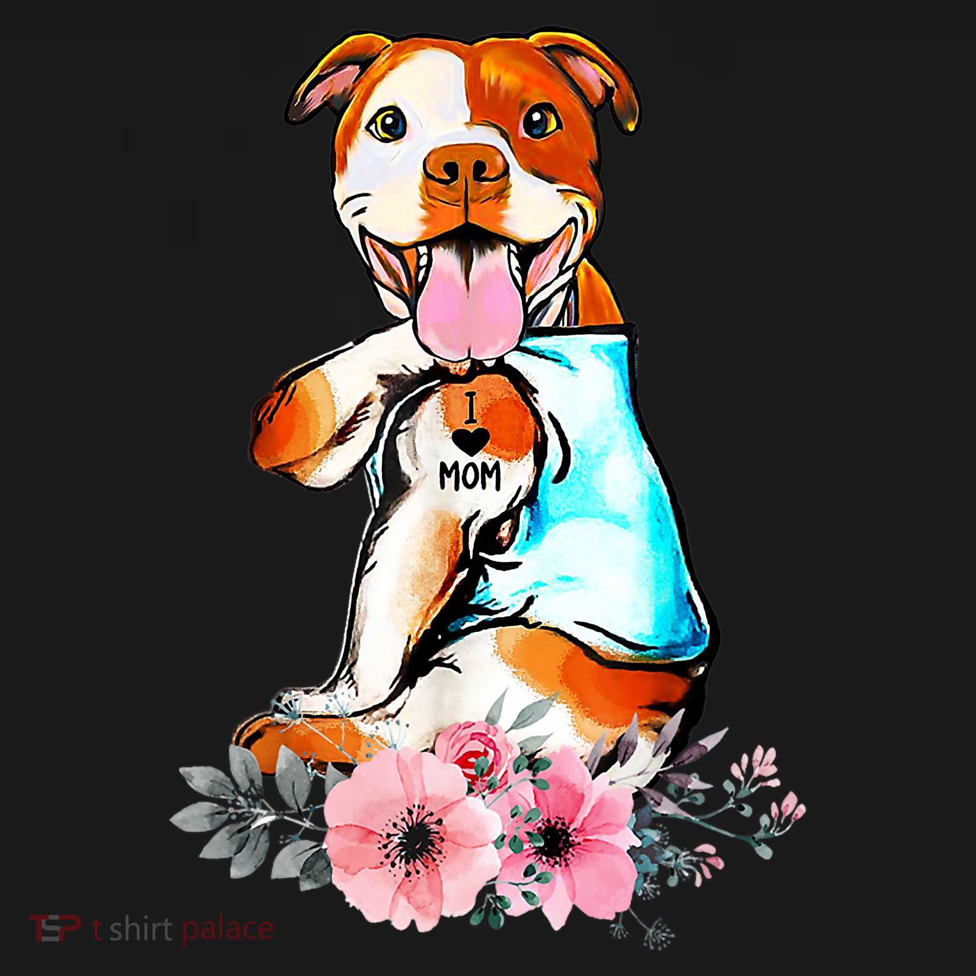 Pit Bull I Love Mom Tattoo Mother's Day Gift Ornament