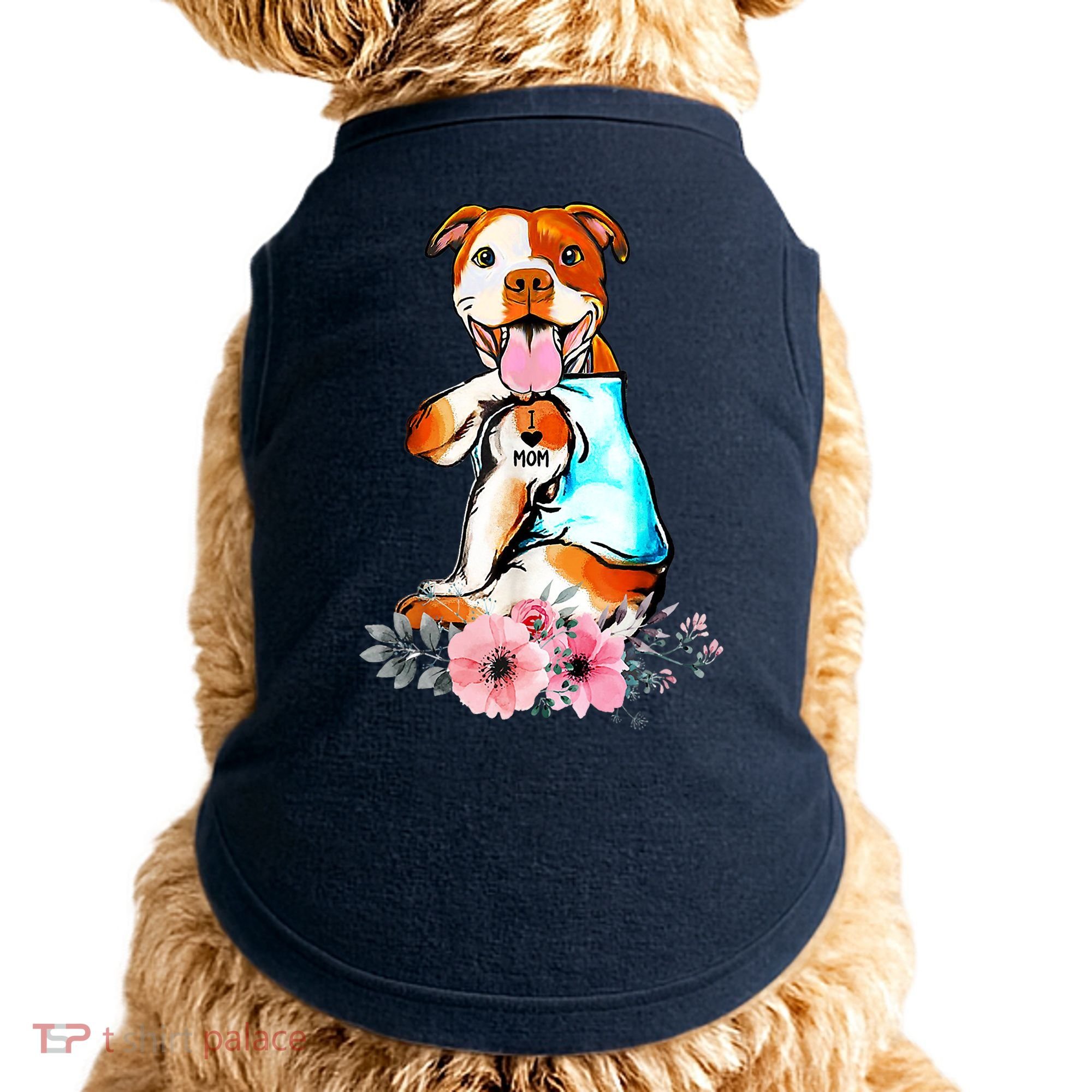 Pit Bull I Love Mom Tattoo Mother's Day Gift Doggie Tank