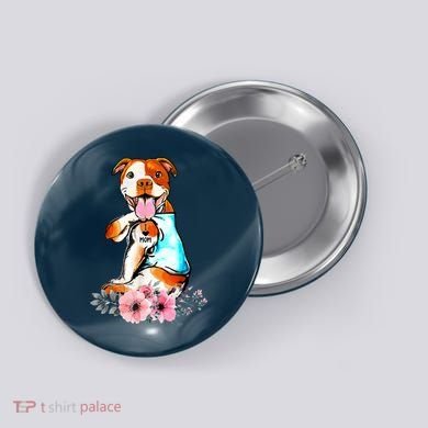 Pit Bull I Love Mom Tattoo Mother's Day Gift Button