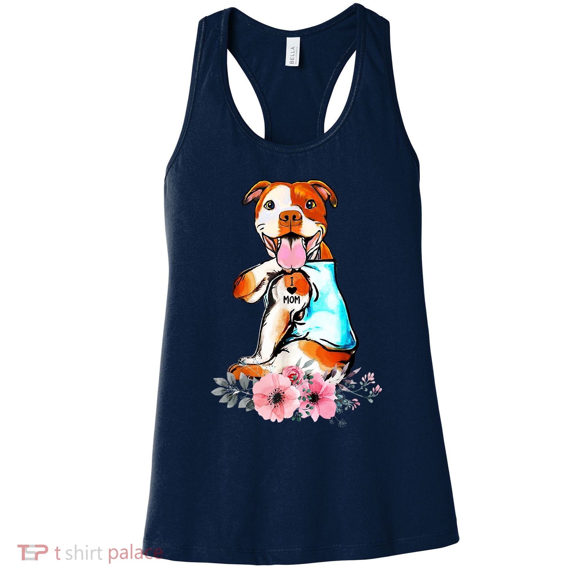Pit Bull I Love Mom Tattoo Mother's Day Gift Women's Tank Top