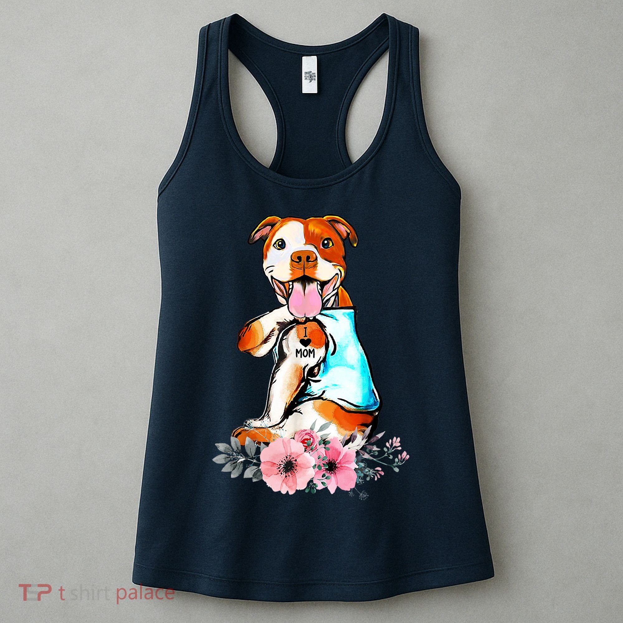 Pit Bull I Love Mom Tattoo Mother's Day Gift Women's Tank Top