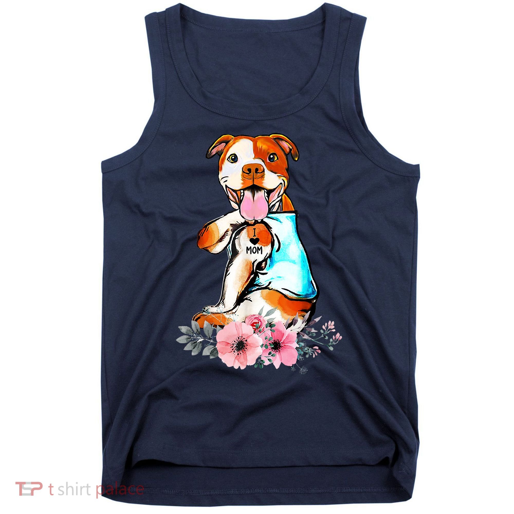 Pit Bull I Love Mom Tattoo Mother's Day Gift Tank Top