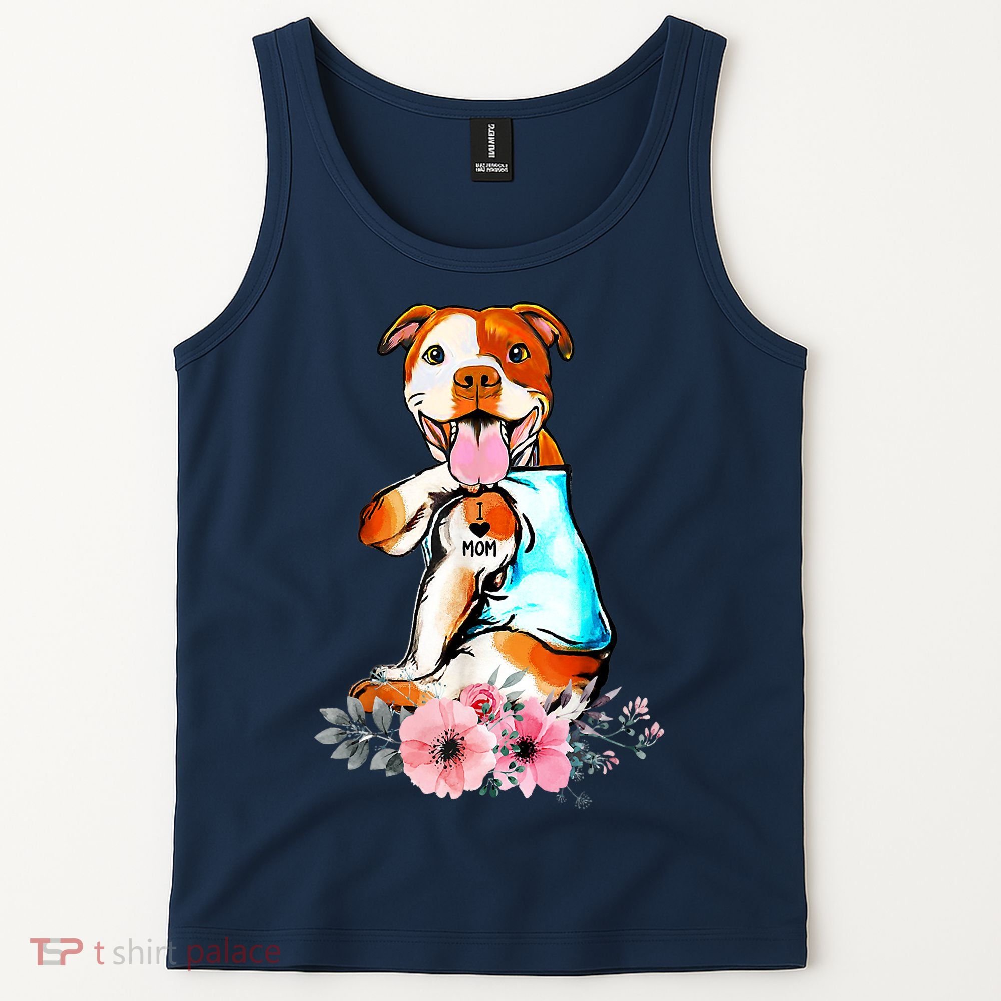 Pit Bull I Love Mom Tattoo Mother's Day Gift Tank Top