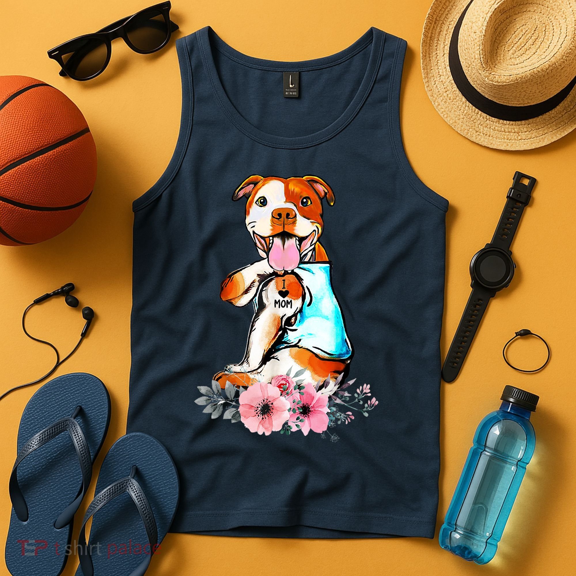 Pit Bull I Love Mom Tattoo Mother's Day Gift Tank Top