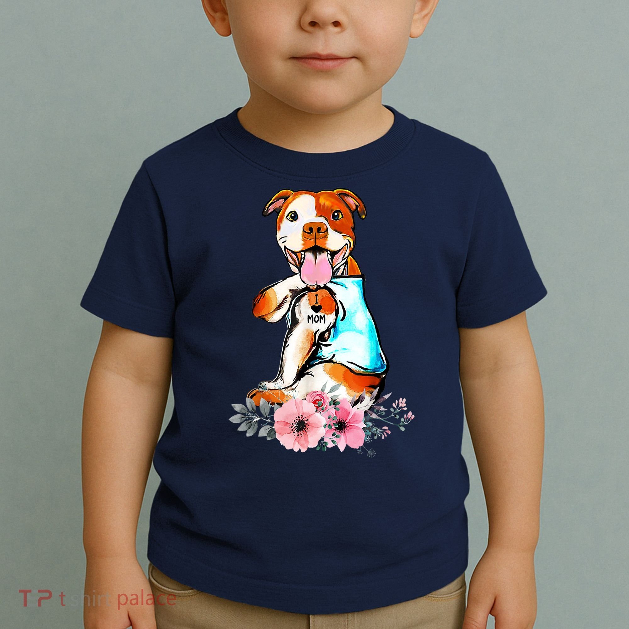 Pit Bull I Love Mom Tattoo Mother's Day Gift Toddler T-Shirt