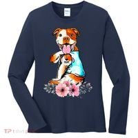 Pit Bull I Love Mom Tattoo Mother's Day Gift Women's Long Sleeve Shirt thumb 0