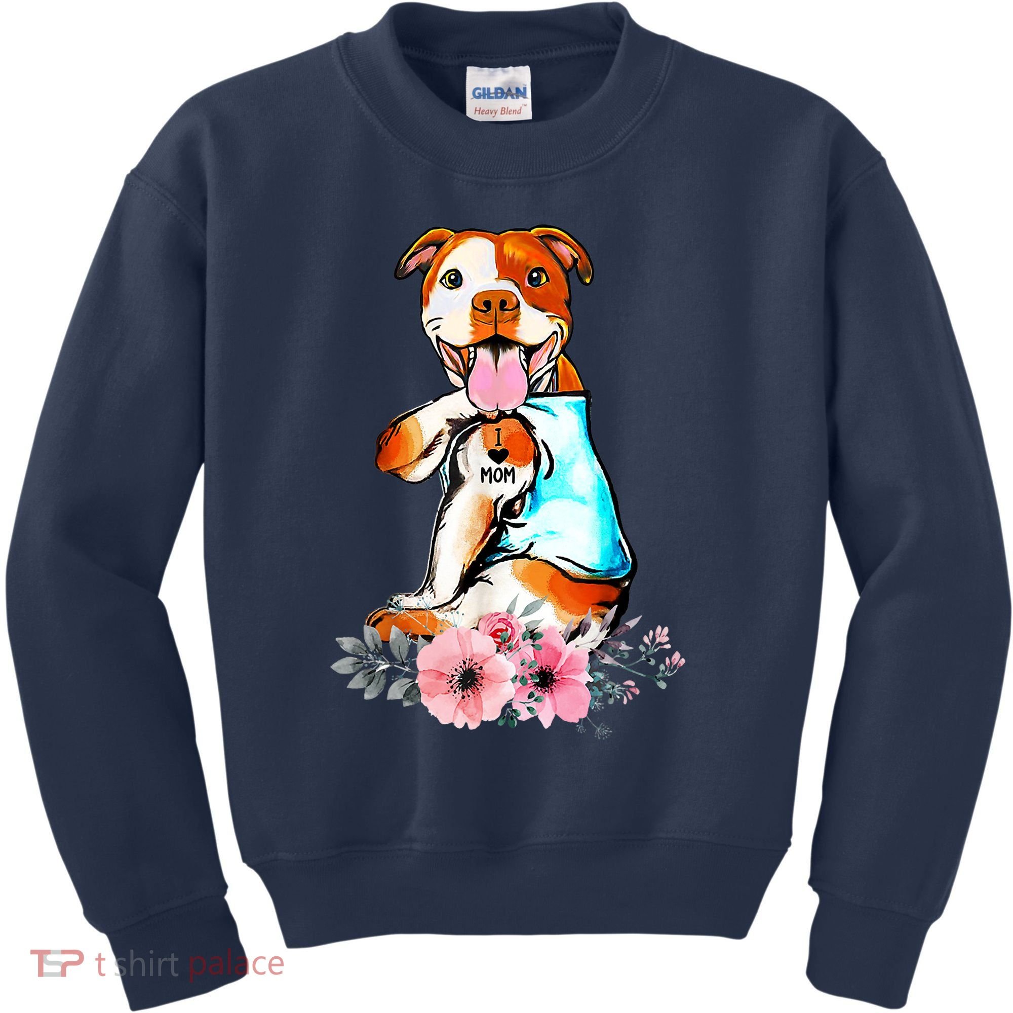 Pit Bull I Love Mom Tattoo Mother's Day Gift Kids Sweatshirt