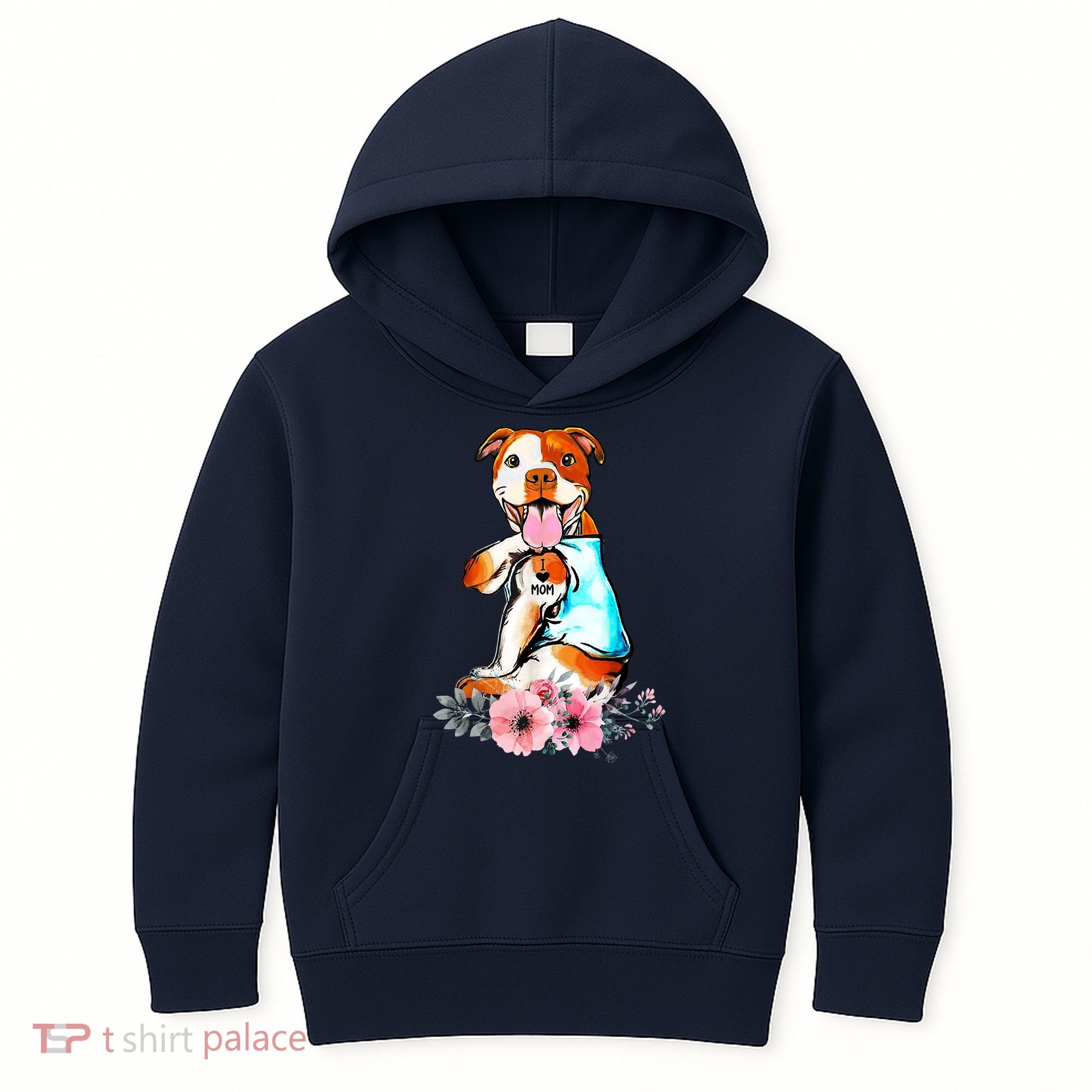 Pit Bull I Love Mom Tattoo Mother's Day Gift Kids Hoodie