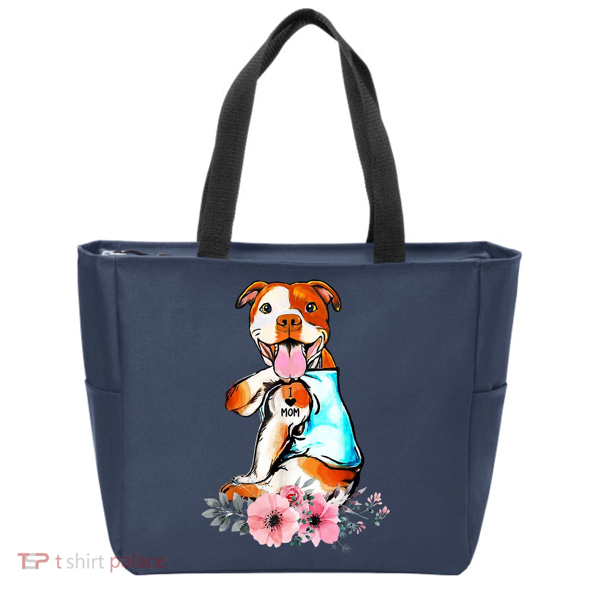 Pit Bull I Love Mom Tattoo Mother's Day Gift Tote Bag