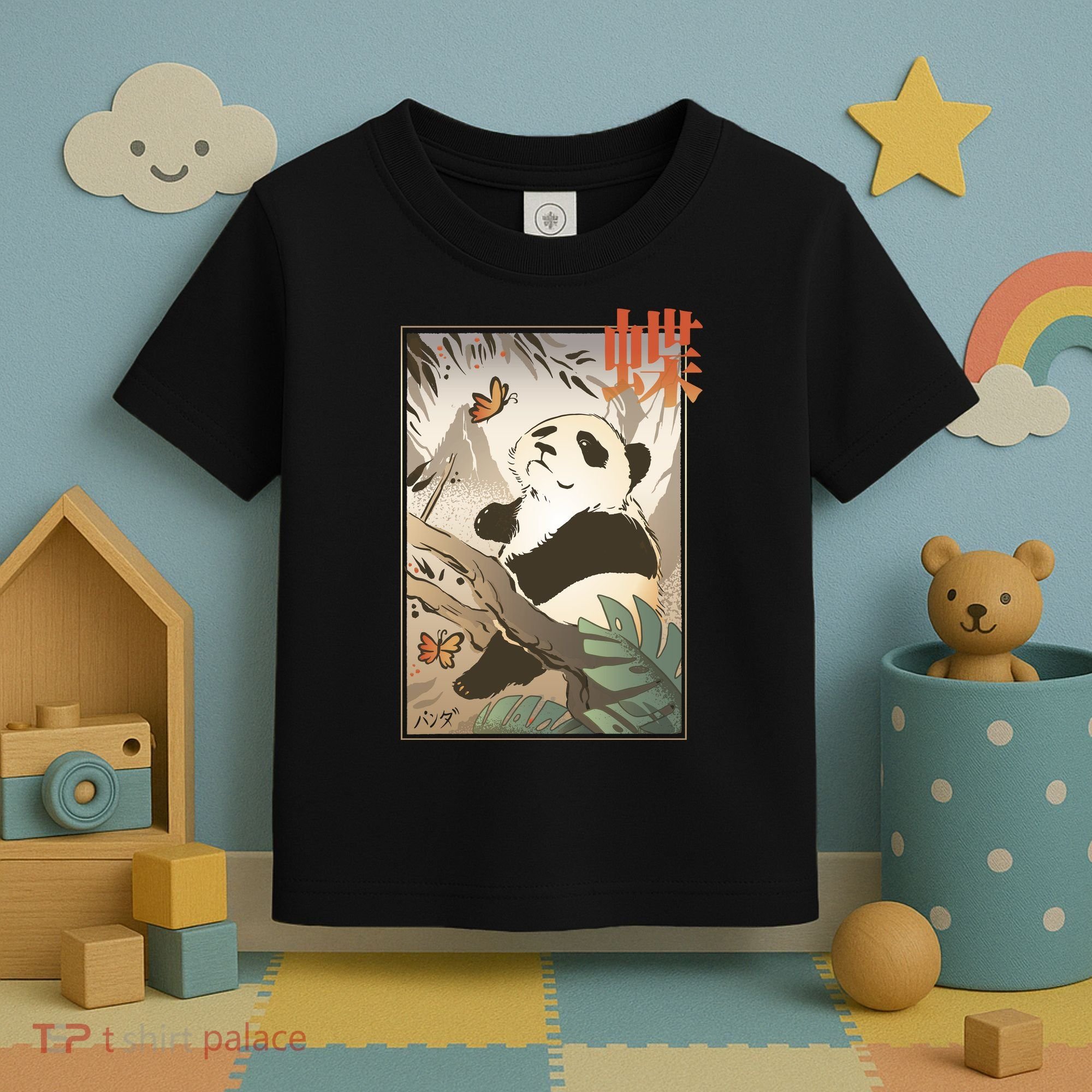Panda Butterfly Japanese Toddler T-Shirt