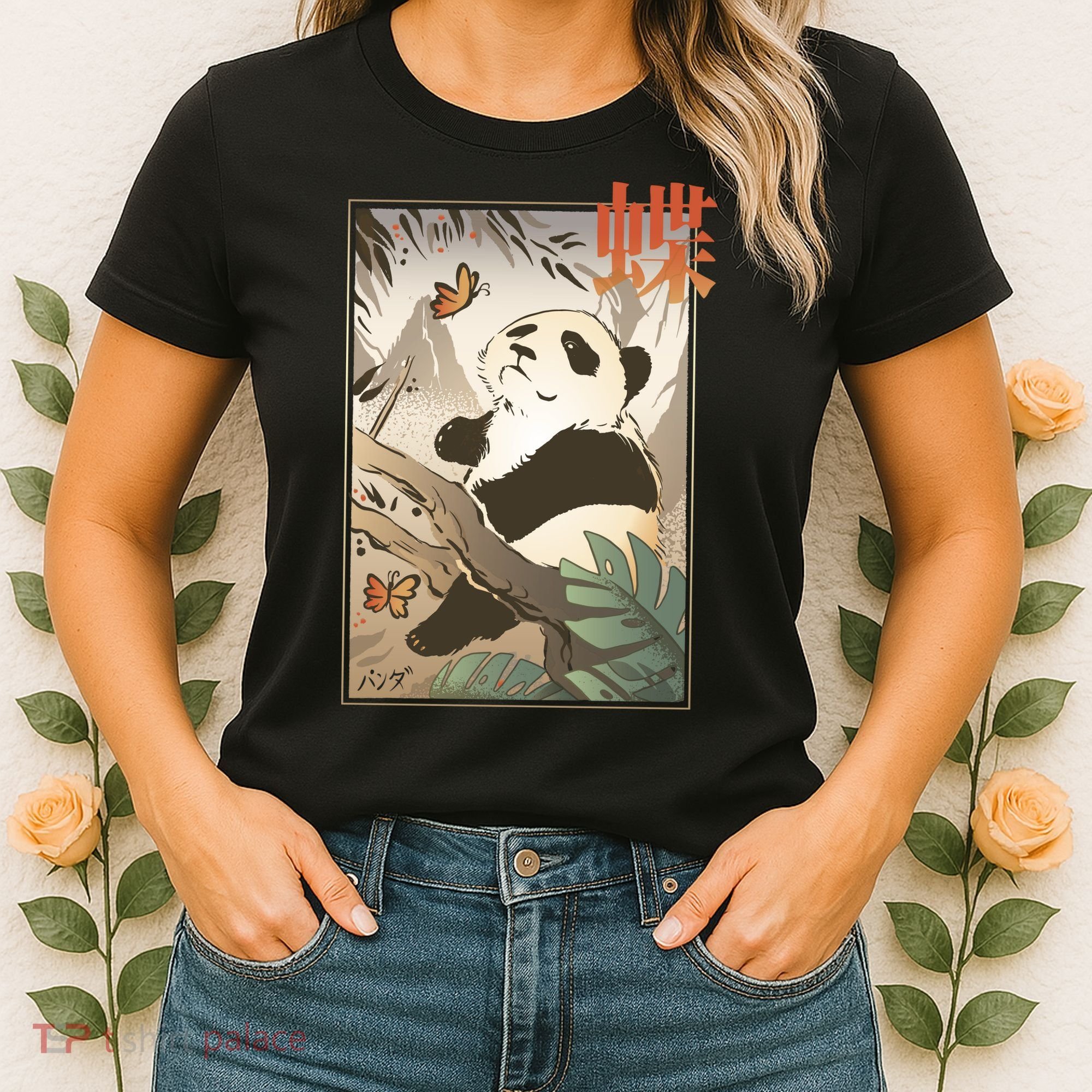 Panda Butterfly Japanese Women's T-Shirt