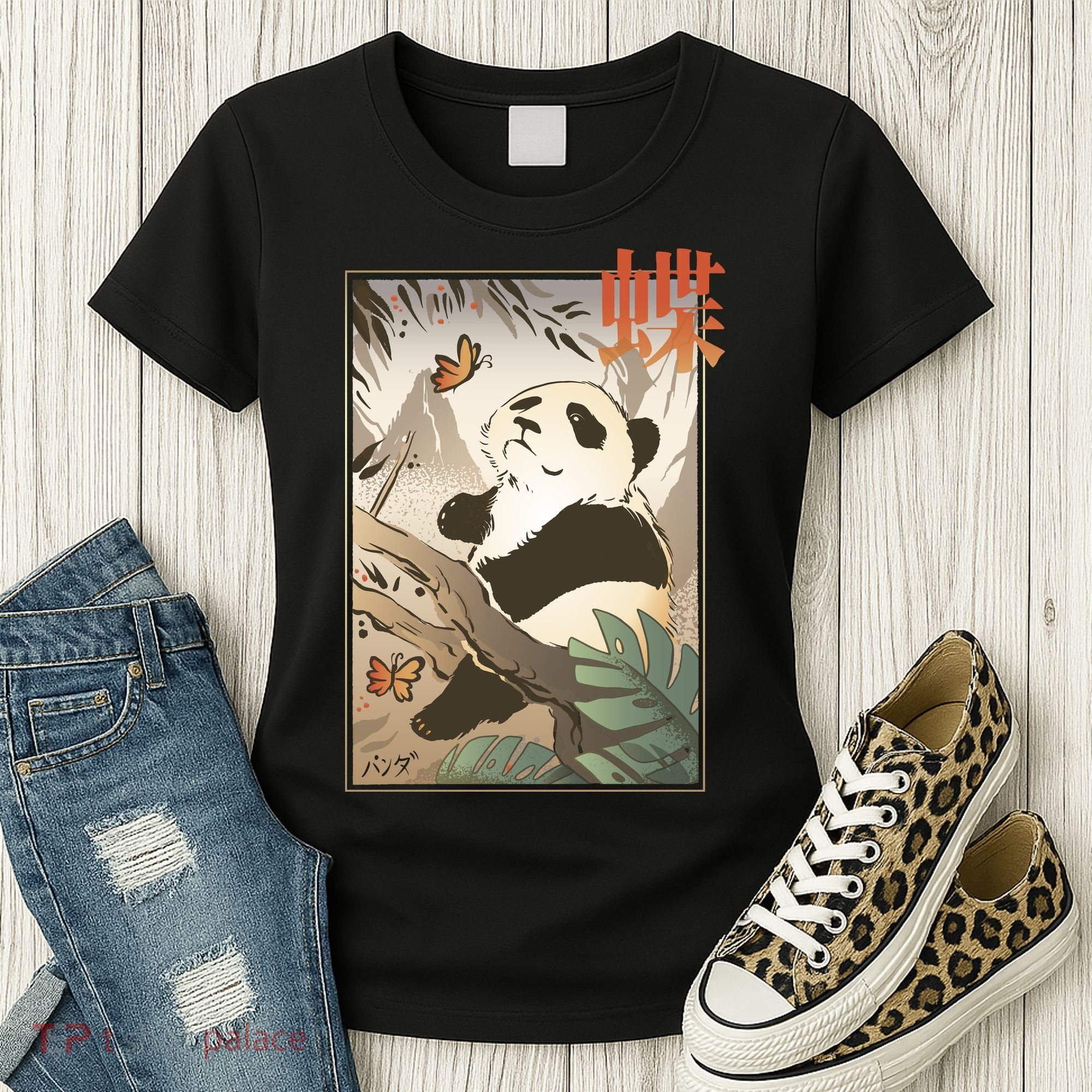 Panda Butterfly Japanese Women's T-Shirt