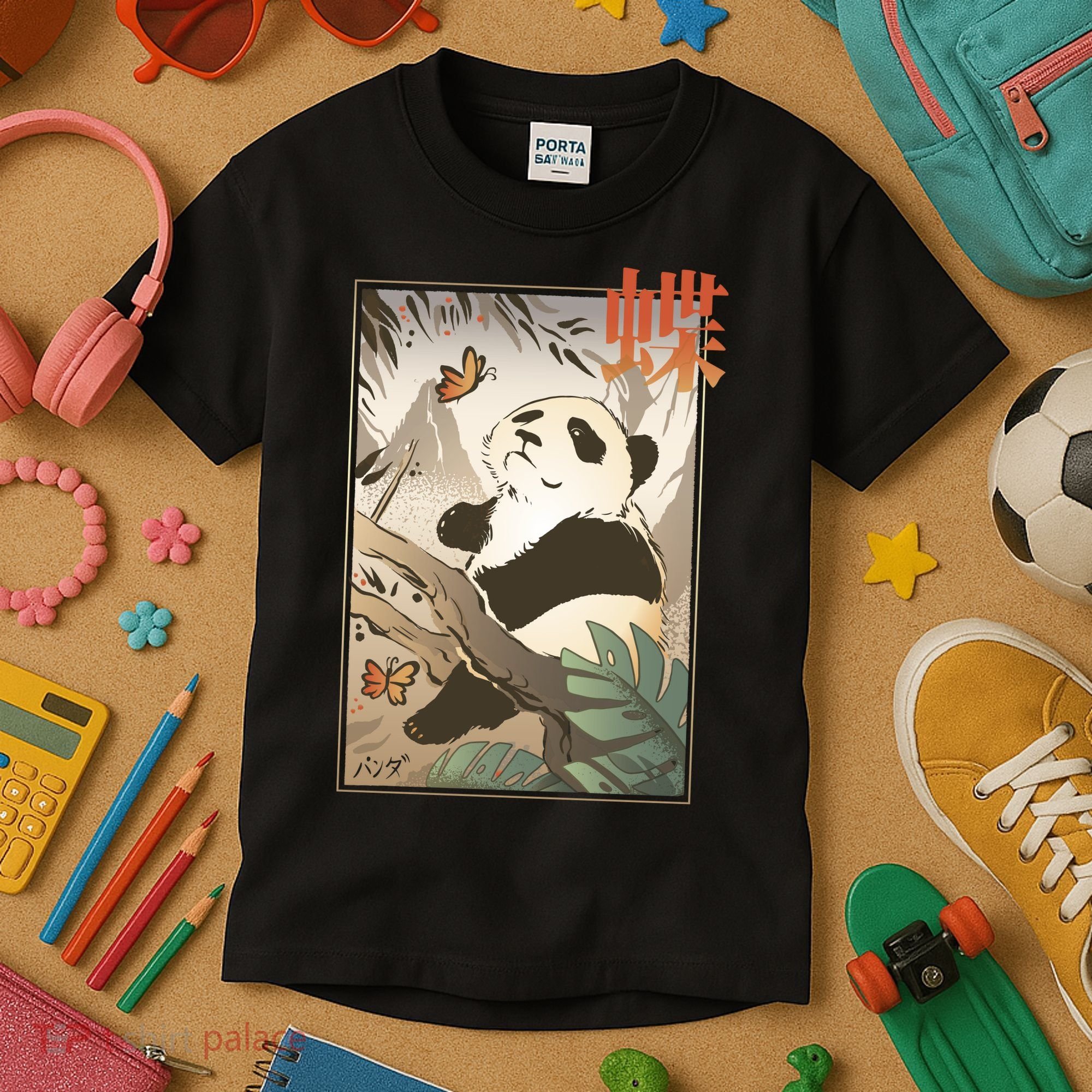 Panda Butterfly Japanese Kids T-Shirt