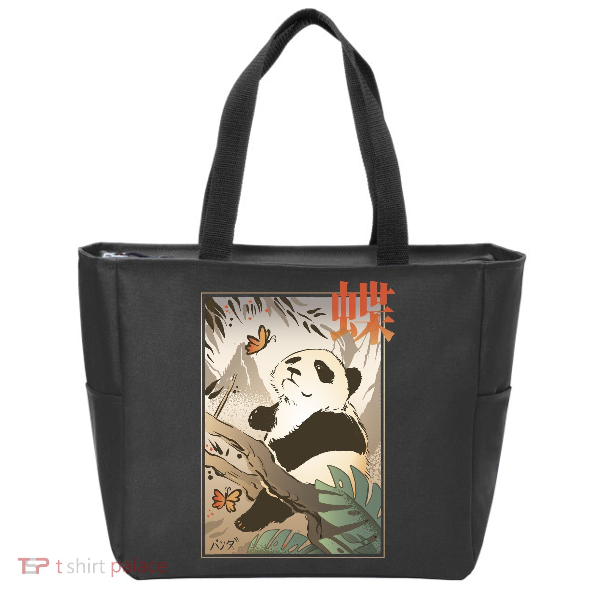 Panda Butterfly Japanese Tote Bag
