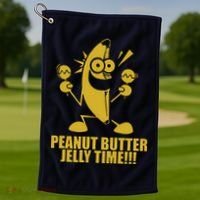 Peanut Butter Jelly Time Banana Golf Towel thumb 1
