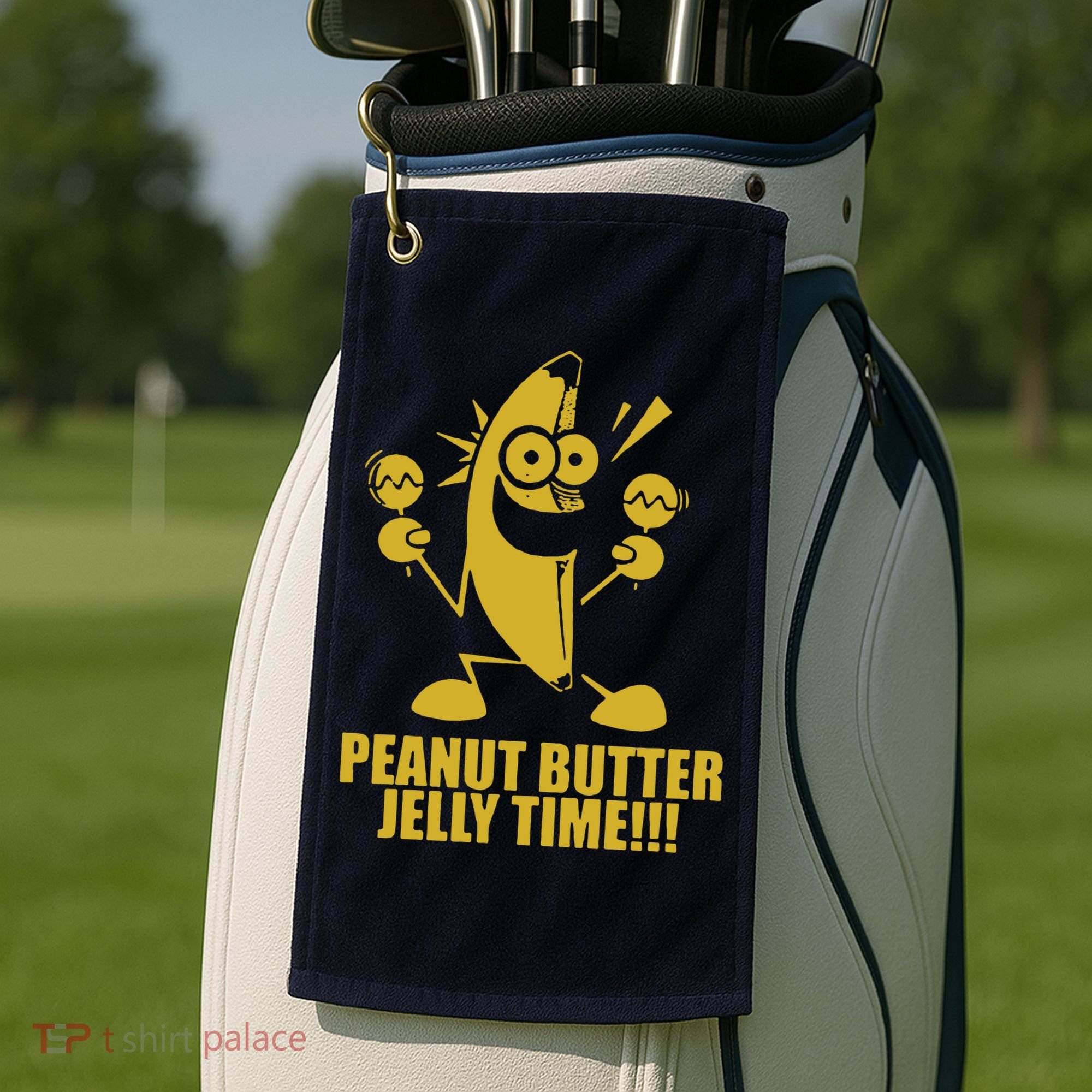 Peanut Butter Jelly Time Banana Golf Towel