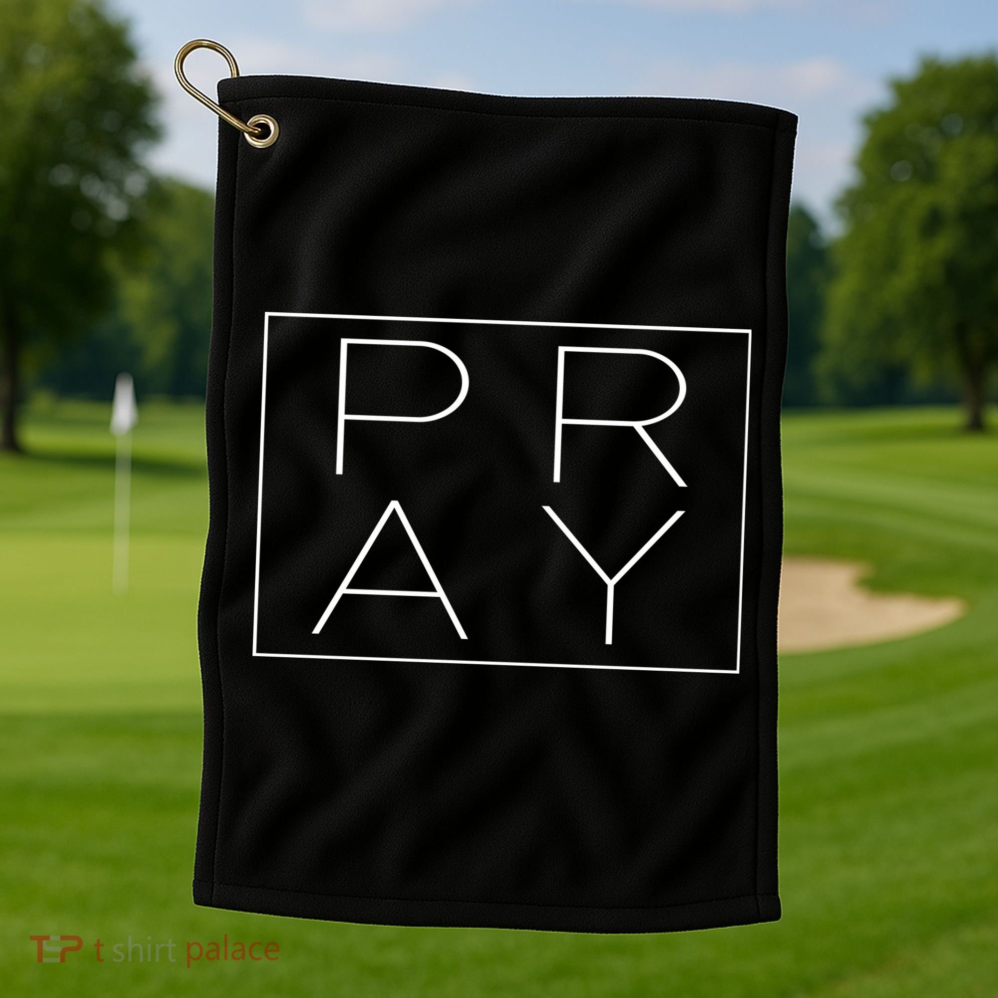 Pray Boxed Logo Golf Towel