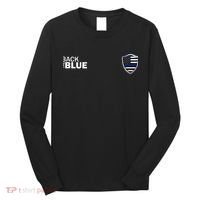 Police Blue Line US Flag Police Shield Blue Lives Matter Long Sleeve Shirt thumb 0