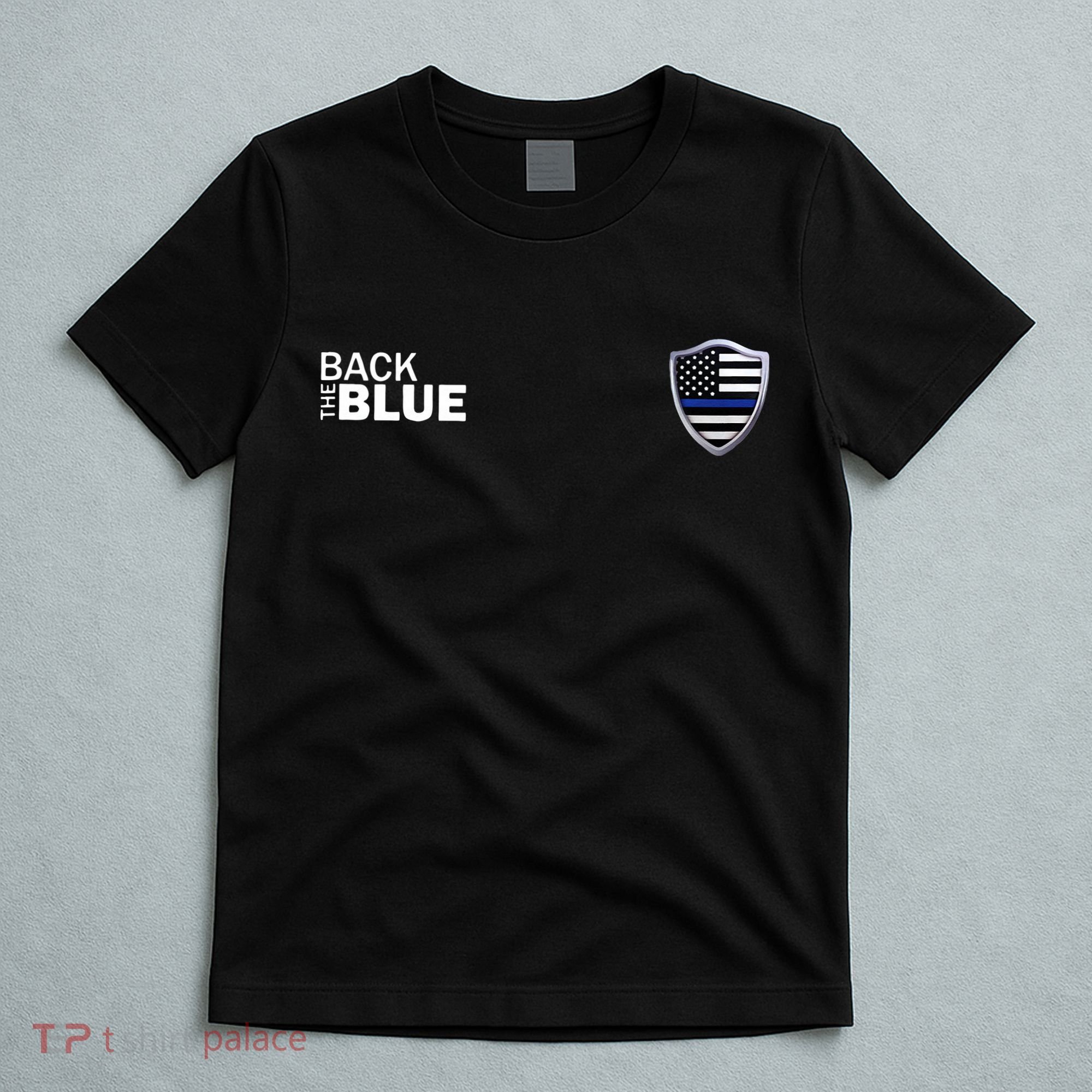 Police Blue Line US Flag Police Shield Blue Lives Matter T-Shirt