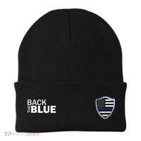 Police Blue Line US Flag Police Shield Blue Lives Matter Beanie thumb 0