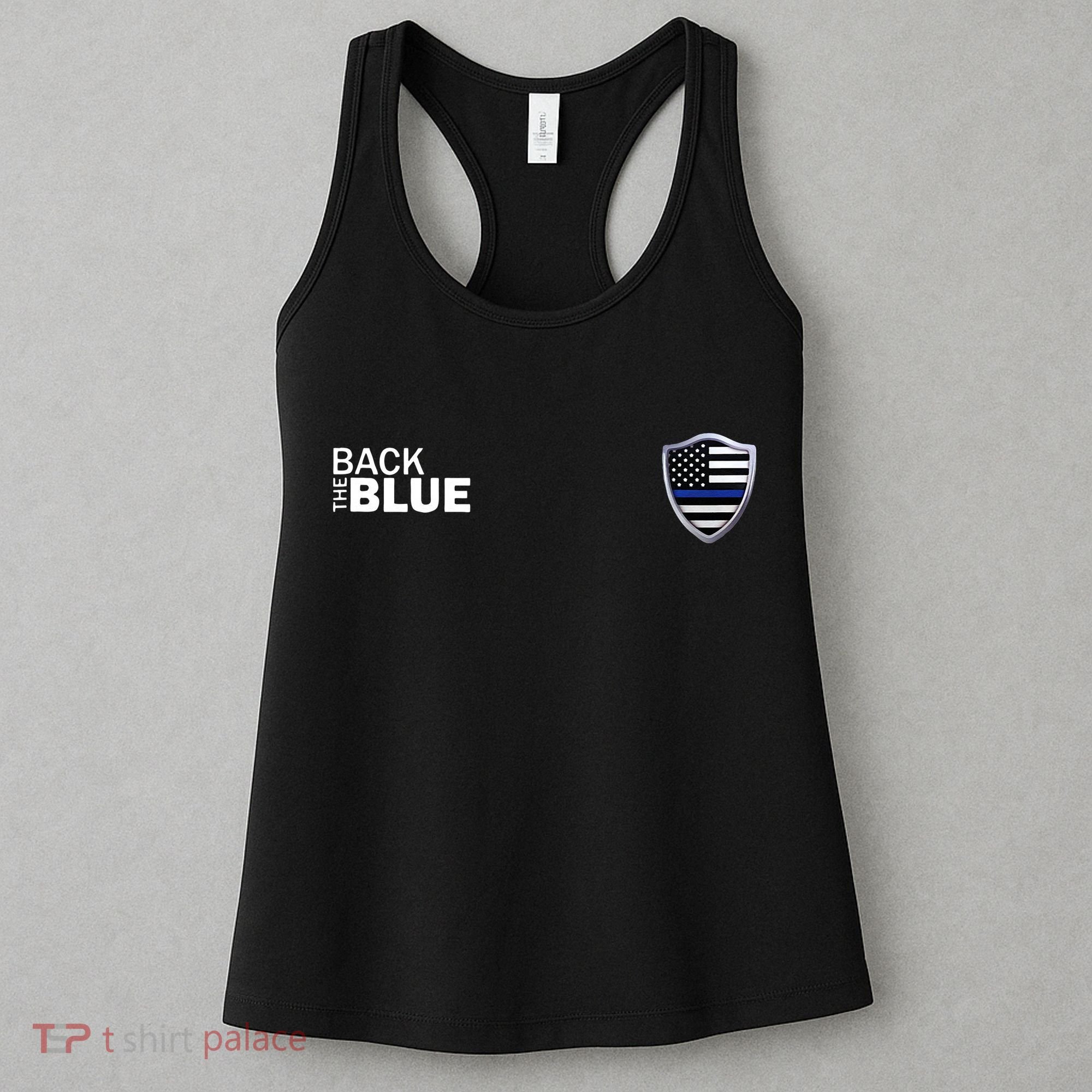 Police Blue Line US Flag Police Shield Blue Lives Matter Women's Tank Top