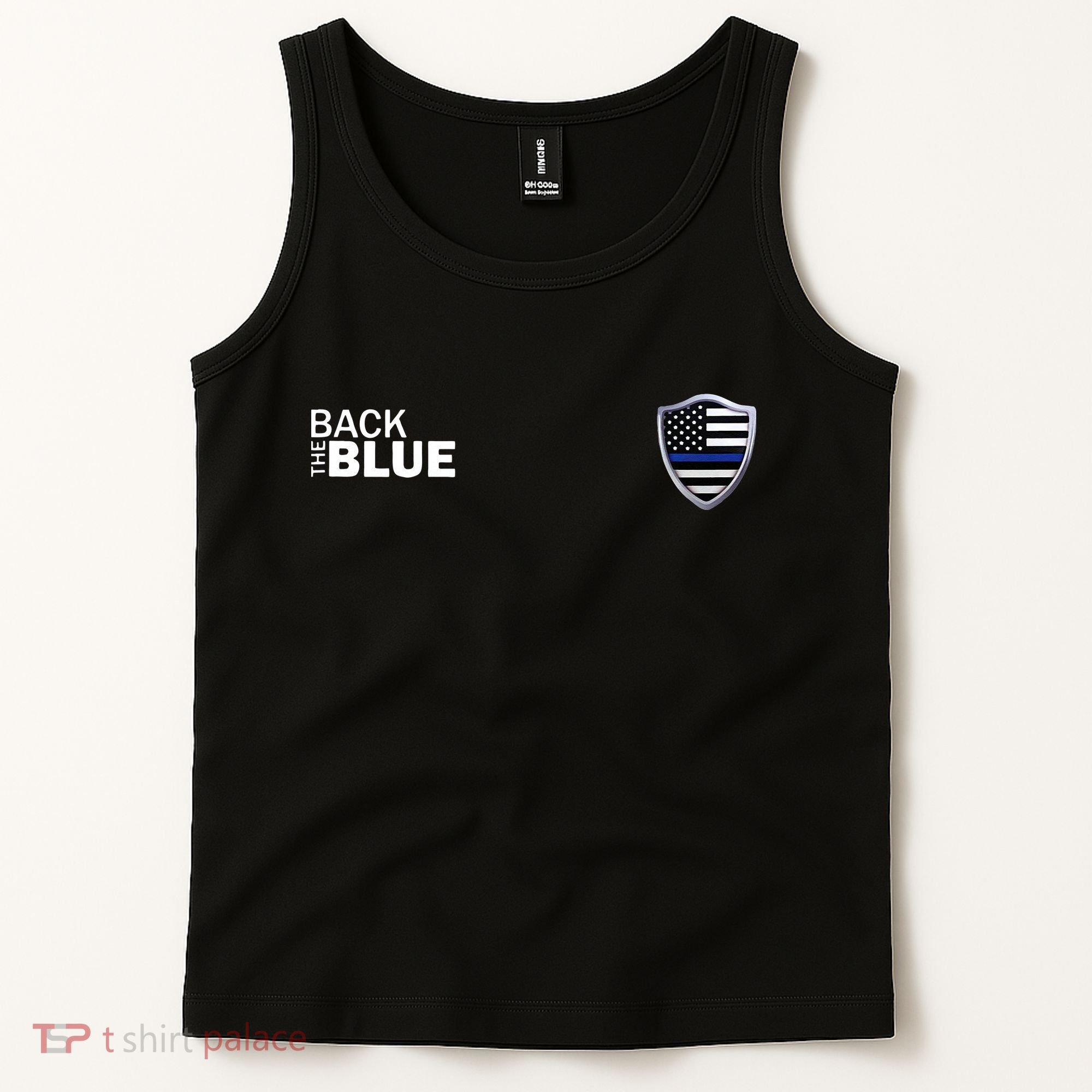 Police Blue Line US Flag Police Shield Blue Lives Matter Tank Top