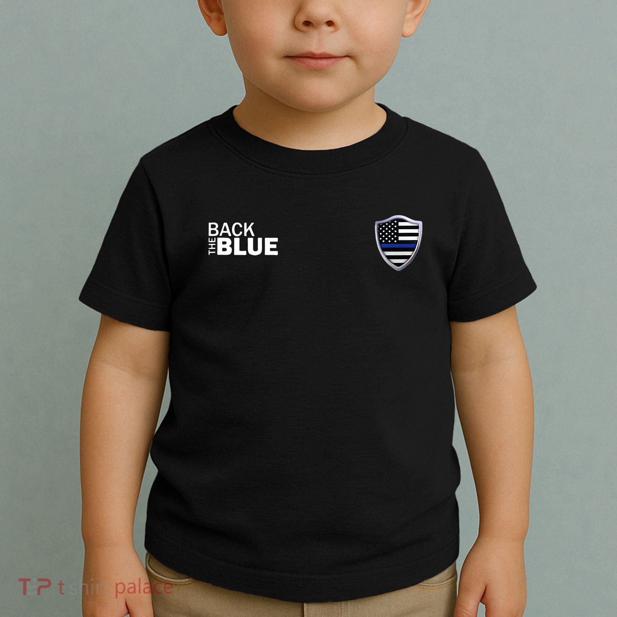 Police Blue Line US Flag Police Shield Blue Lives Matter Toddler T-Shirt