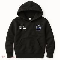 Police Blue Line US Flag Police Shield Blue Lives Matter Kids Hoodie thumb 0