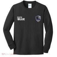 Police Blue Line US Flag Police Shield Blue Lives Matter Kids Long Sleeve Shirt thumb 0