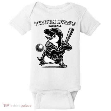 Penguin Baseball League Baby Bodysuit