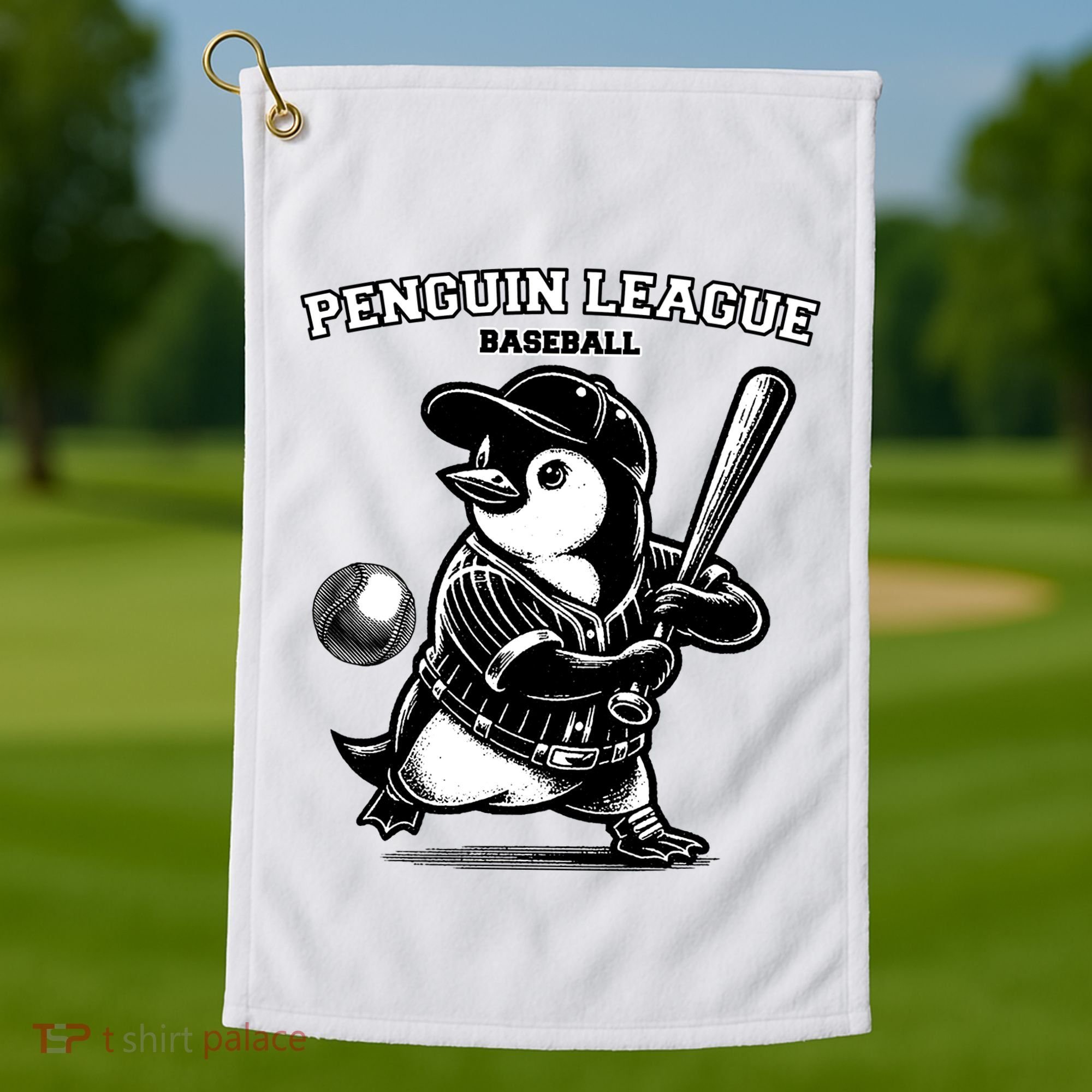 Penguin Baseball League Golf Towel