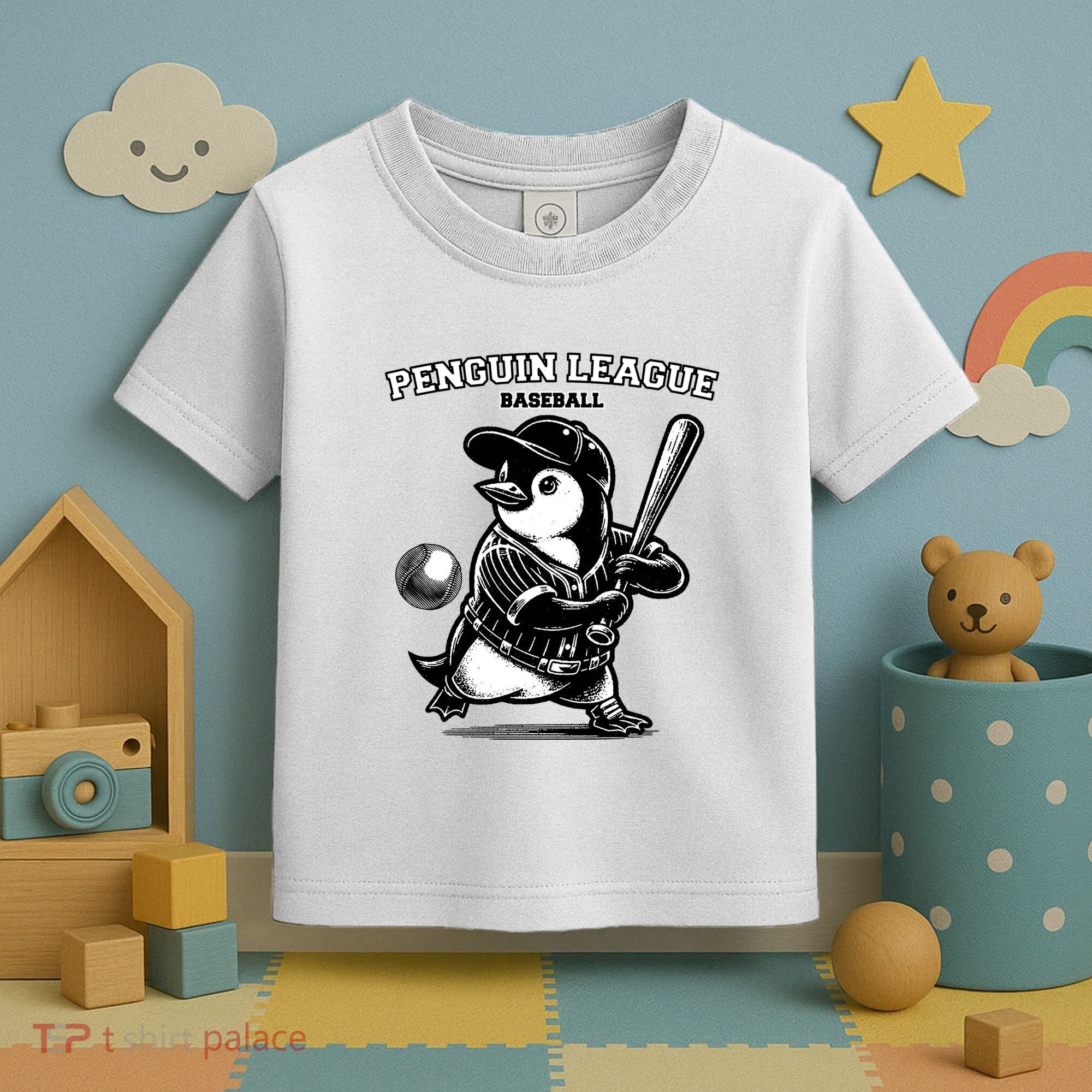 Penguin Baseball League Toddler T-Shirt