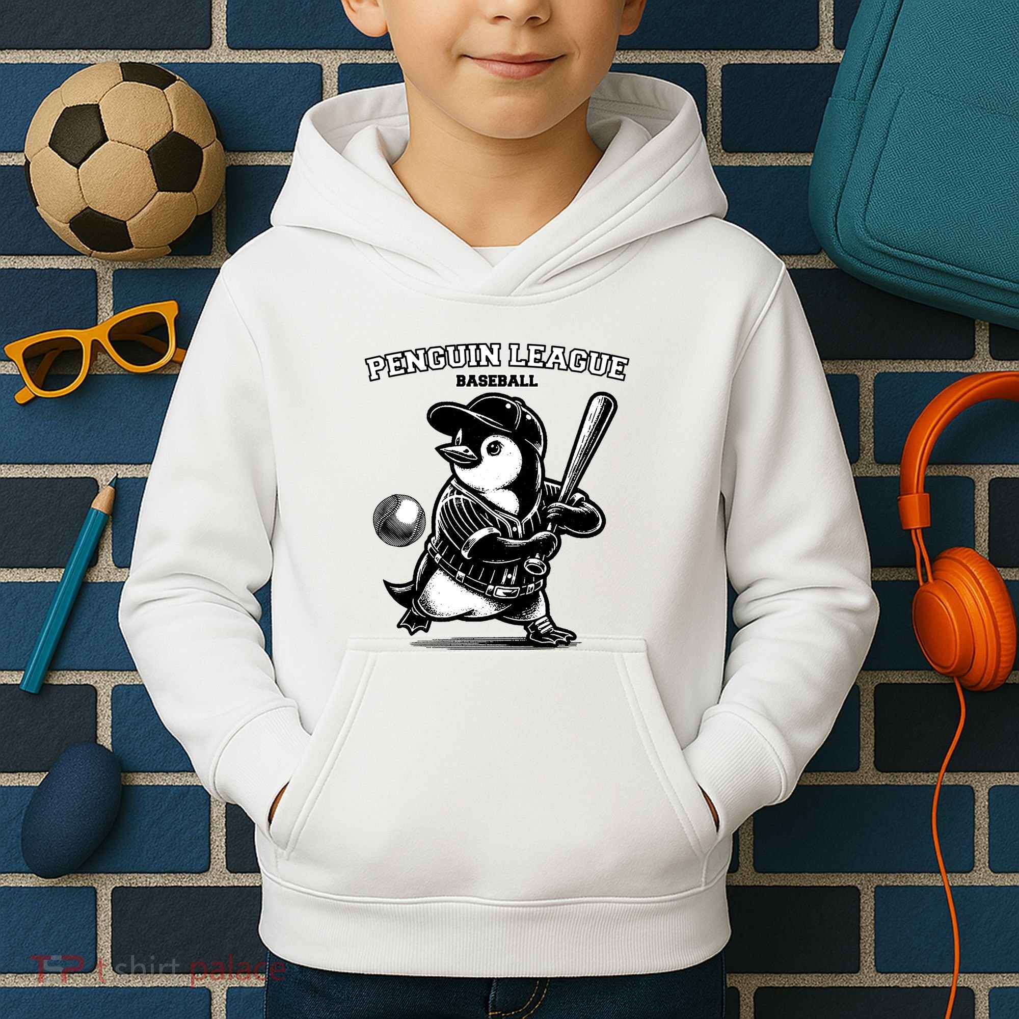Penguin Baseball League Kids Hoodie