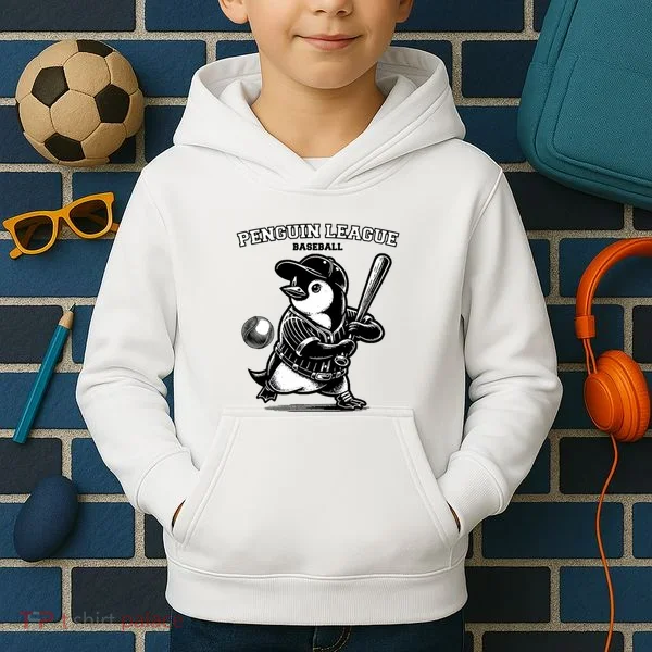 Penguin Baseball League Kids Hoodie
