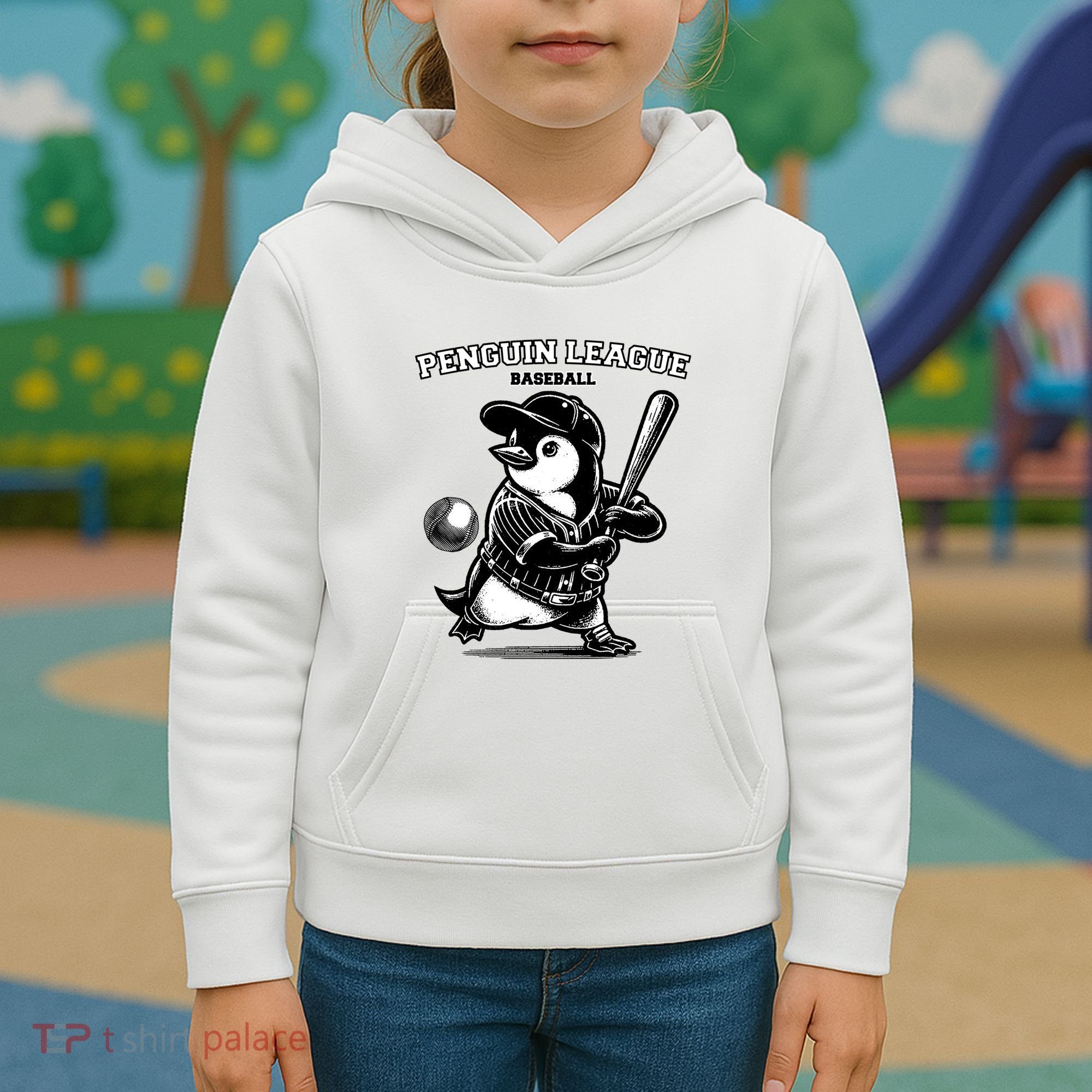 Penguin Baseball League Kids Hoodie