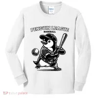 Penguin Baseball League Kids Long Sleeve Shirt thumb 0