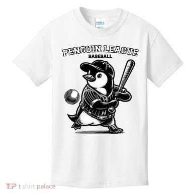 Penguin Baseball League Kids T-Shirt