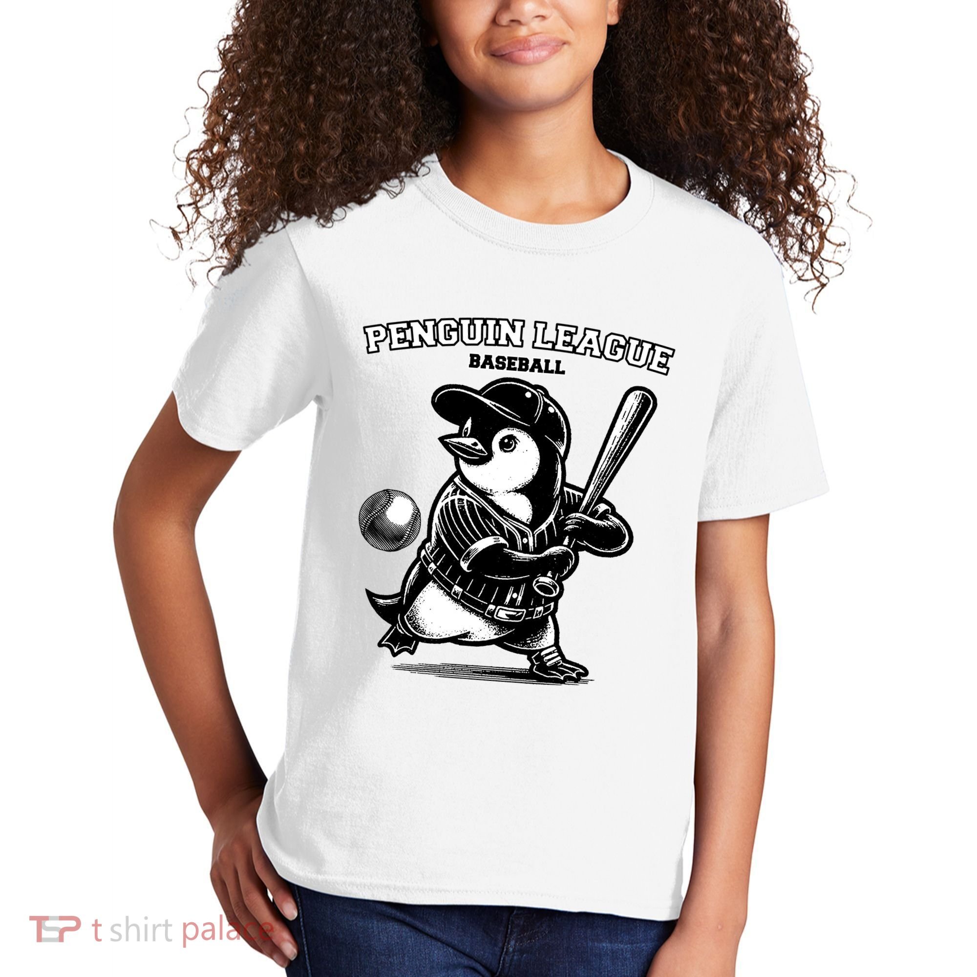 Penguin Baseball League Kids T-Shirt