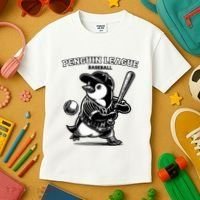 Penguin Baseball League Kids T-Shirt thumb 3