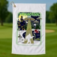 Paranormal Bigfoot Loch Ness Mothman Aliens Golf Towel thumb 1