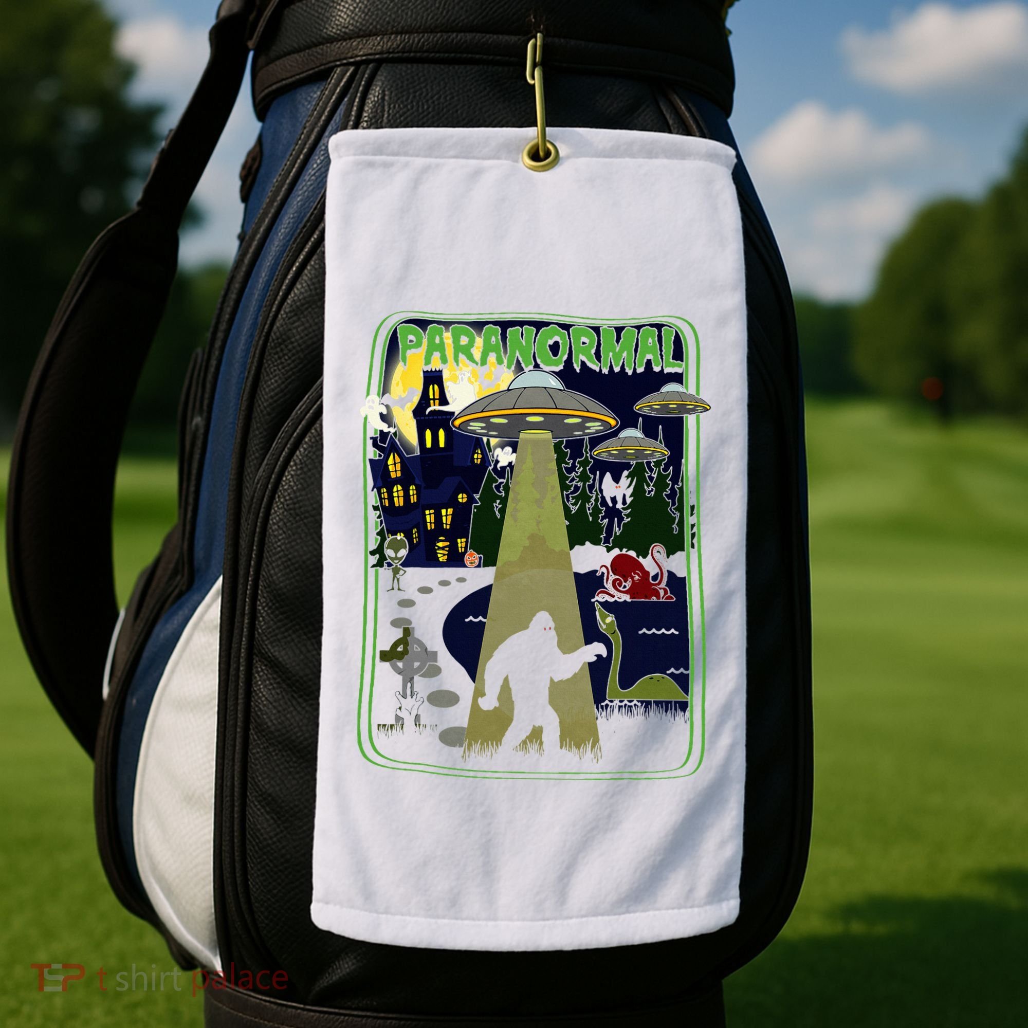 Paranormal Bigfoot Loch Ness Mothman Aliens Golf Towel