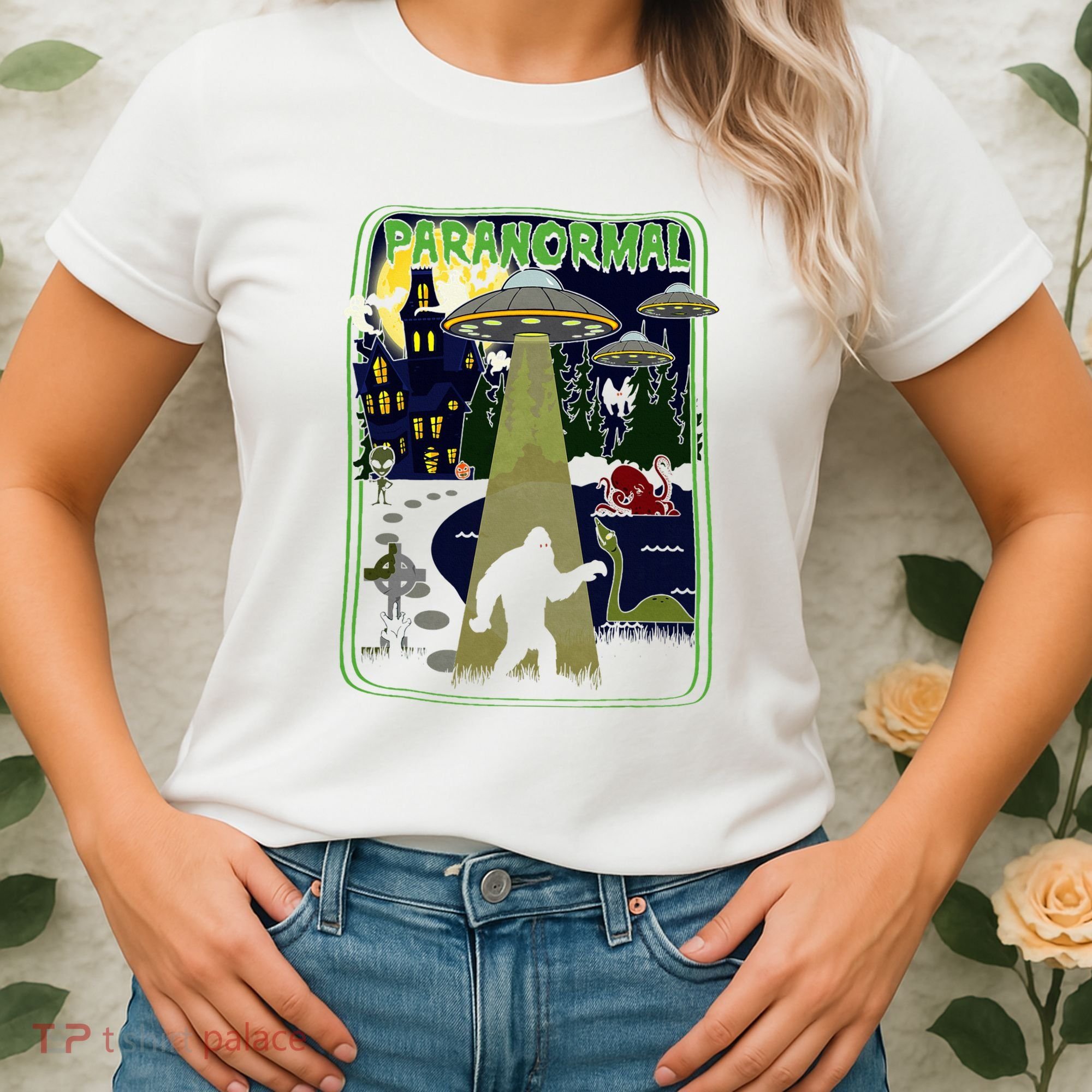 Paranormal Bigfoot Loch Ness Mothman Aliens Women's T-Shirt