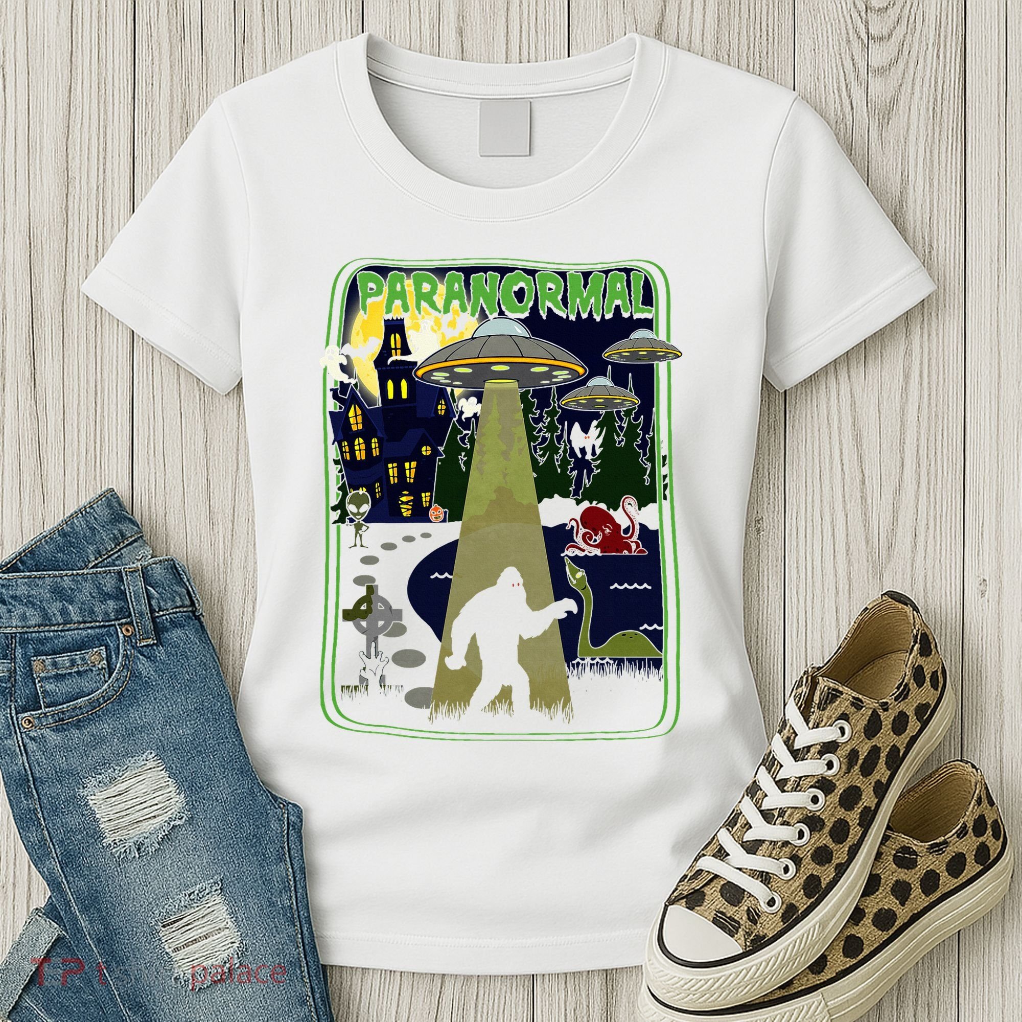Paranormal Bigfoot Loch Ness Mothman Aliens Women's T-Shirt