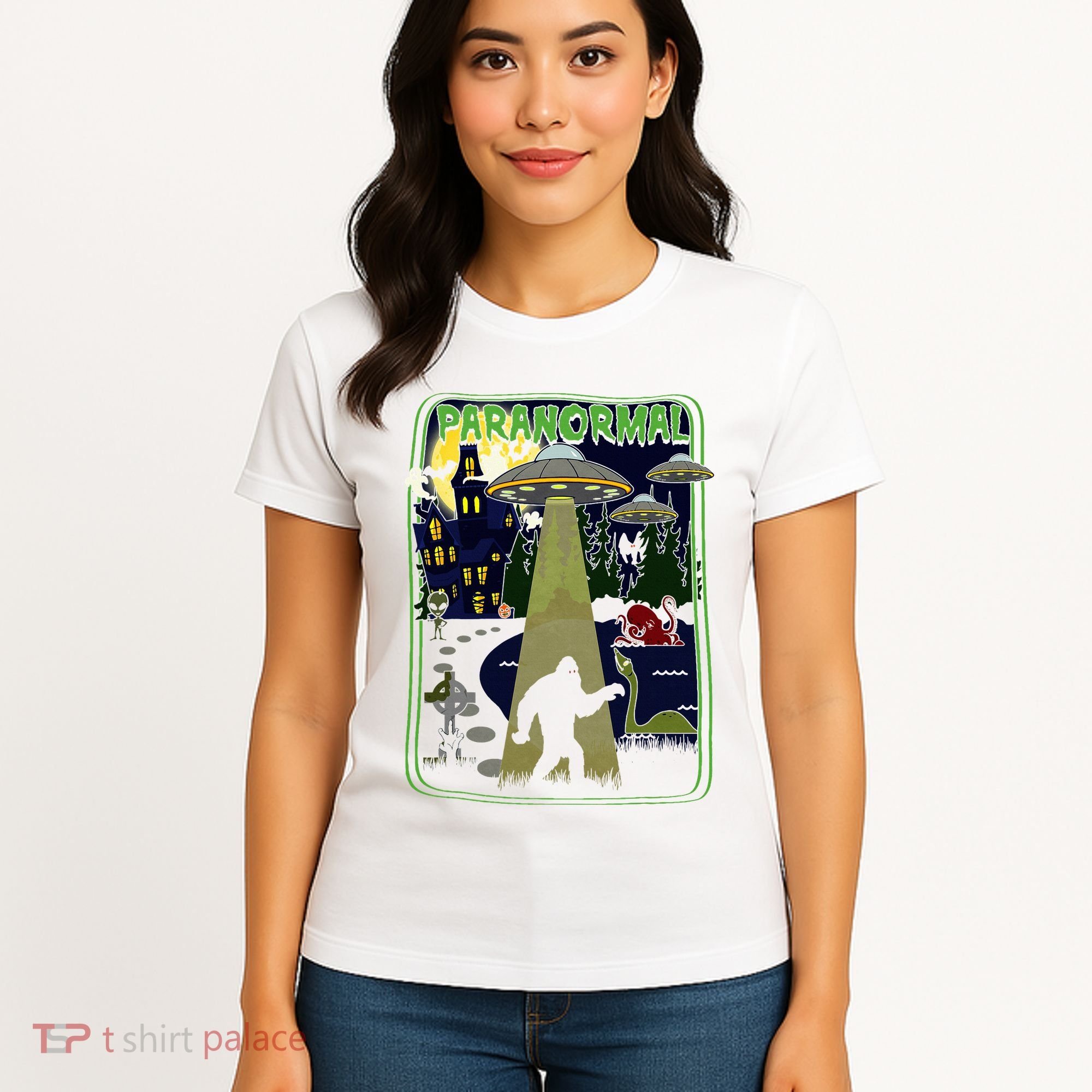 Paranormal Bigfoot Loch Ness Mothman Aliens Women's T-Shirt