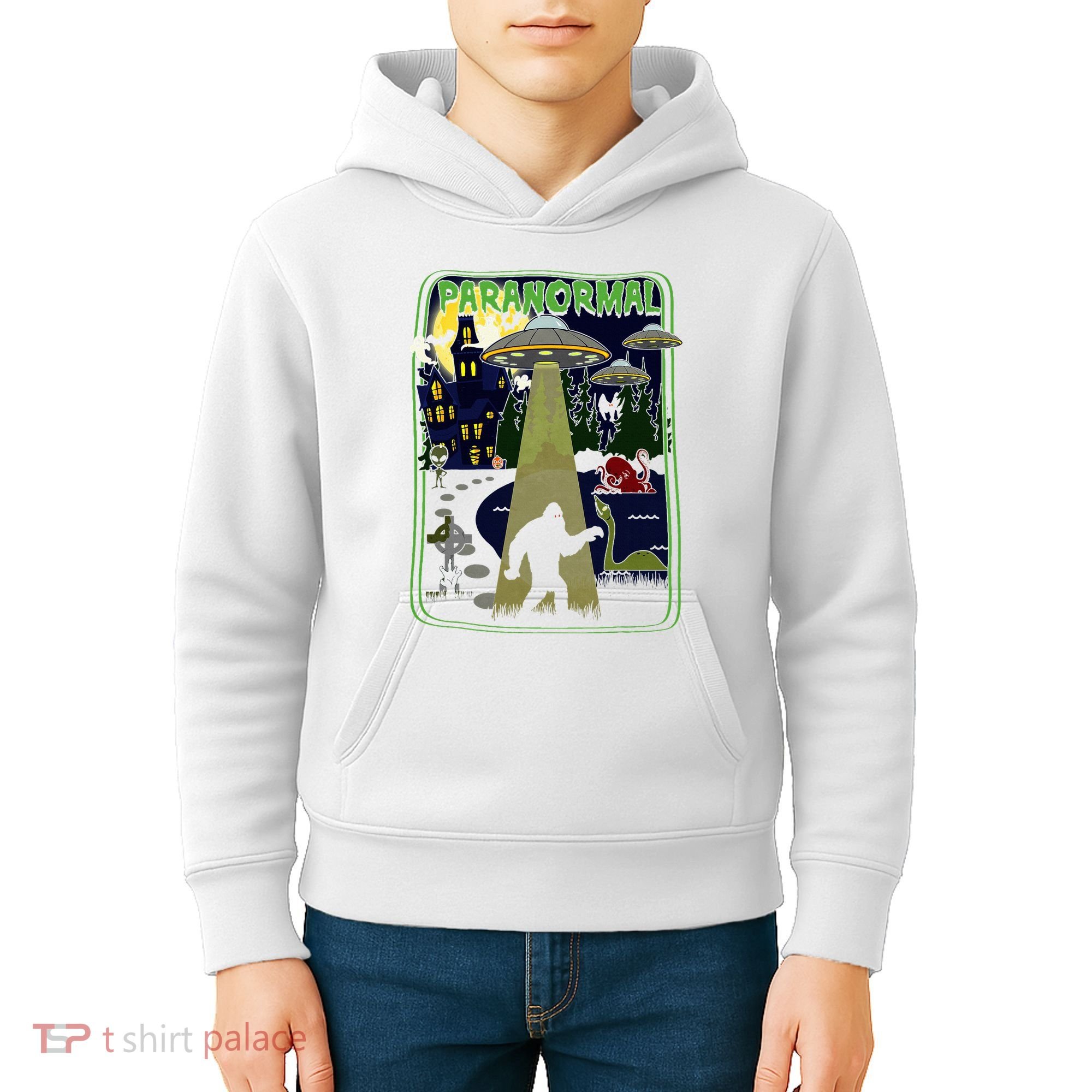 Paranormal Bigfoot Loch Ness Mothman Aliens Kids Hoodie